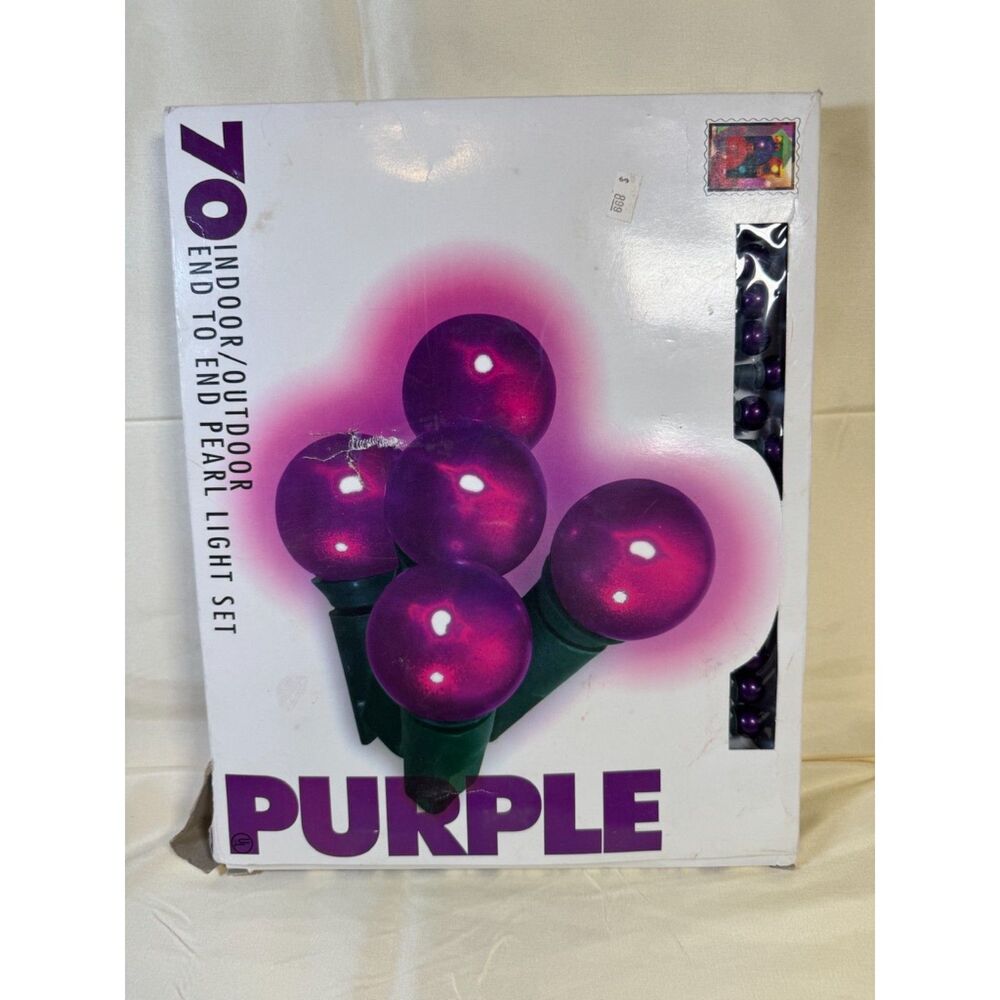 Vintage 1998 Purple Pearl Bulb Lights New In Package Tested And Working